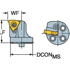 Size 25, 25mm Head Length, 17mm Ctr to Cutting Edge, Right Hand External Modular Threading Cutting Unit Head