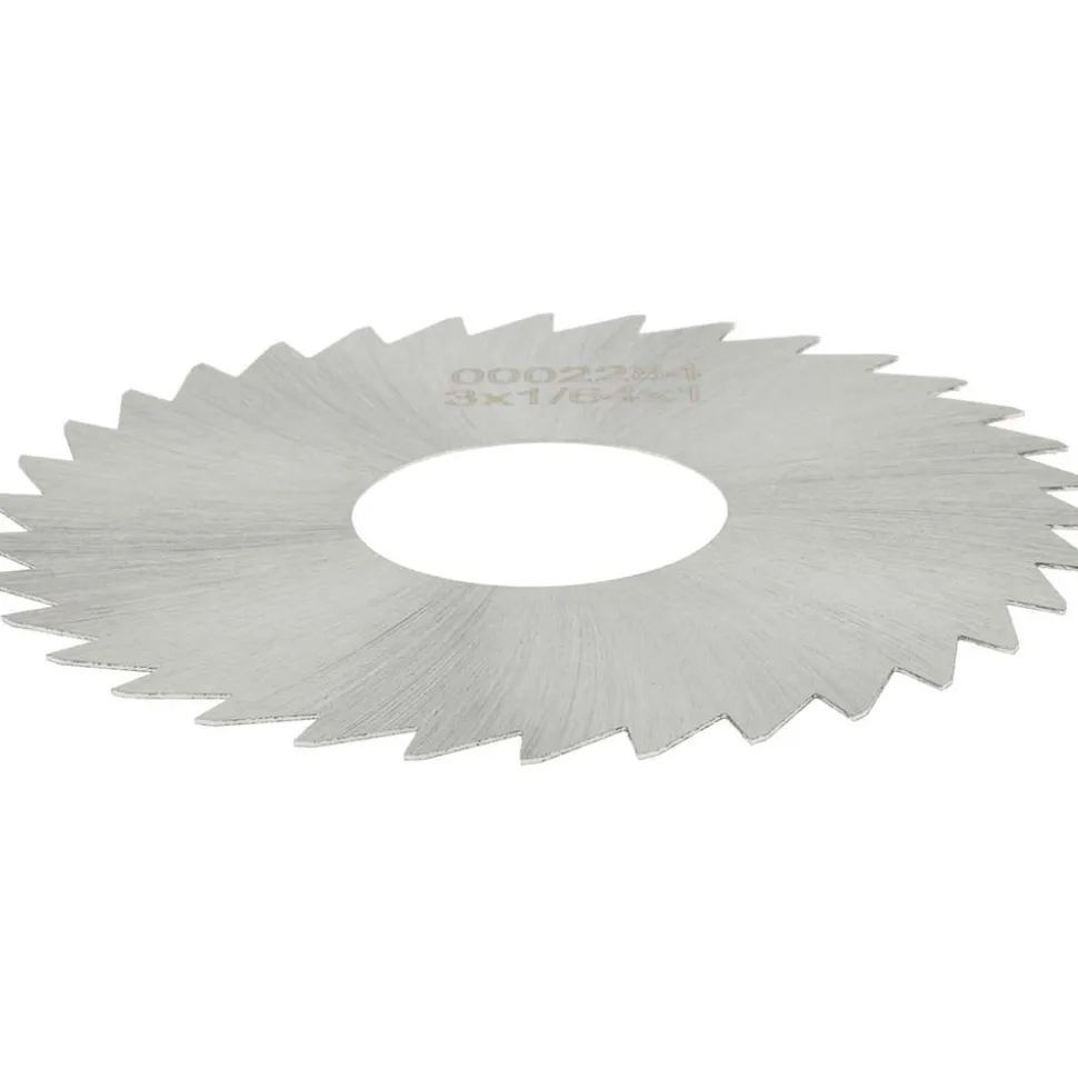 Slitting & Slotting Saw: 3" Dia, 1/64" Thick, 1" Arbor Hole, 34 Teeth, High Speed Steel