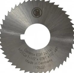 Slitting & Slotting Saw: 1-1/2" Dia, 0.0781" Thick, 1/2" Arbor Hole, 48 Teeth, Cobalt