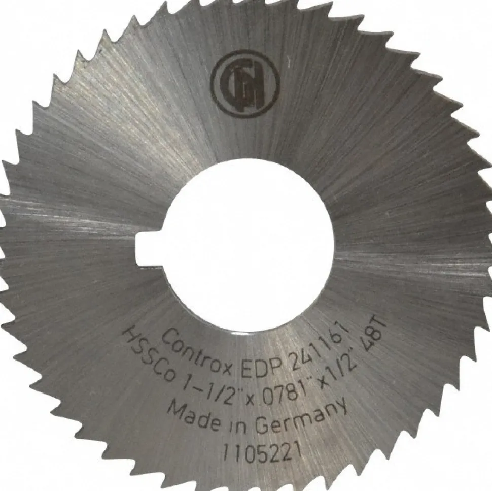 Slitting & Slotting Saw: 1-1/2" Dia, 0.0781" Thick, 1/2" Arbor Hole, 48 Teeth, Cobalt