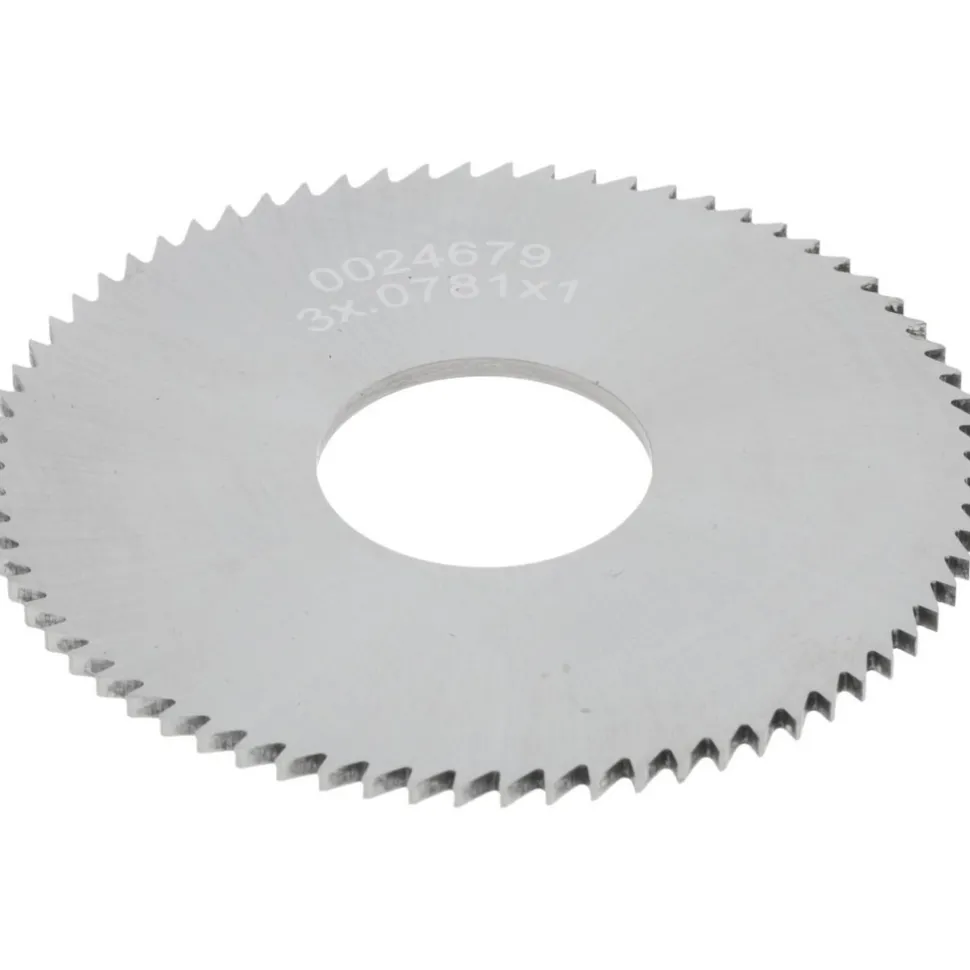 Slitting & Slotting Saw: 3" Dia, 0.0781" Thick, 1" Arbor Hole, 72 Teeth, Solid Carbide