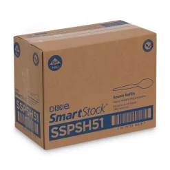 SmartStock Plastic Cutlery Refill, Spoons, 6", Black, 40 Pack, 24 Packs/CT