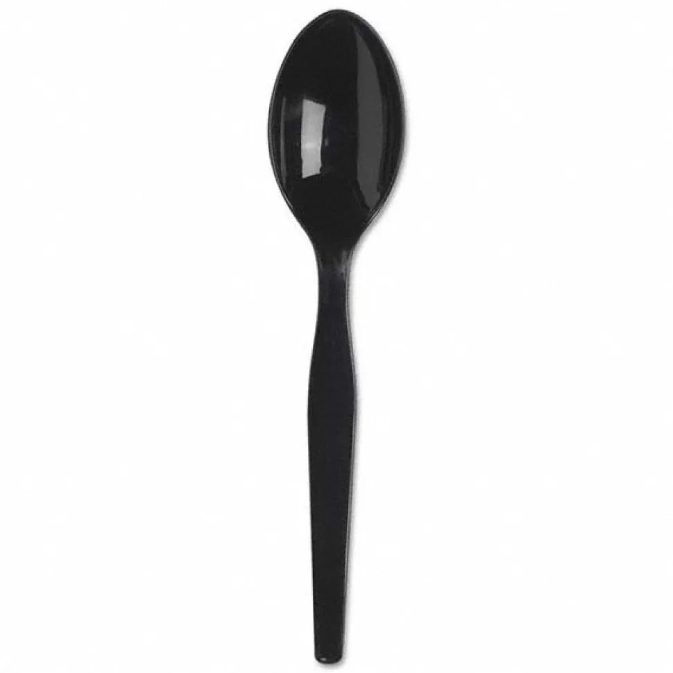 SmartStock Plastic Cutlery Refill, Spoons, 6", Black, 40 Pack, 24 Packs/CT