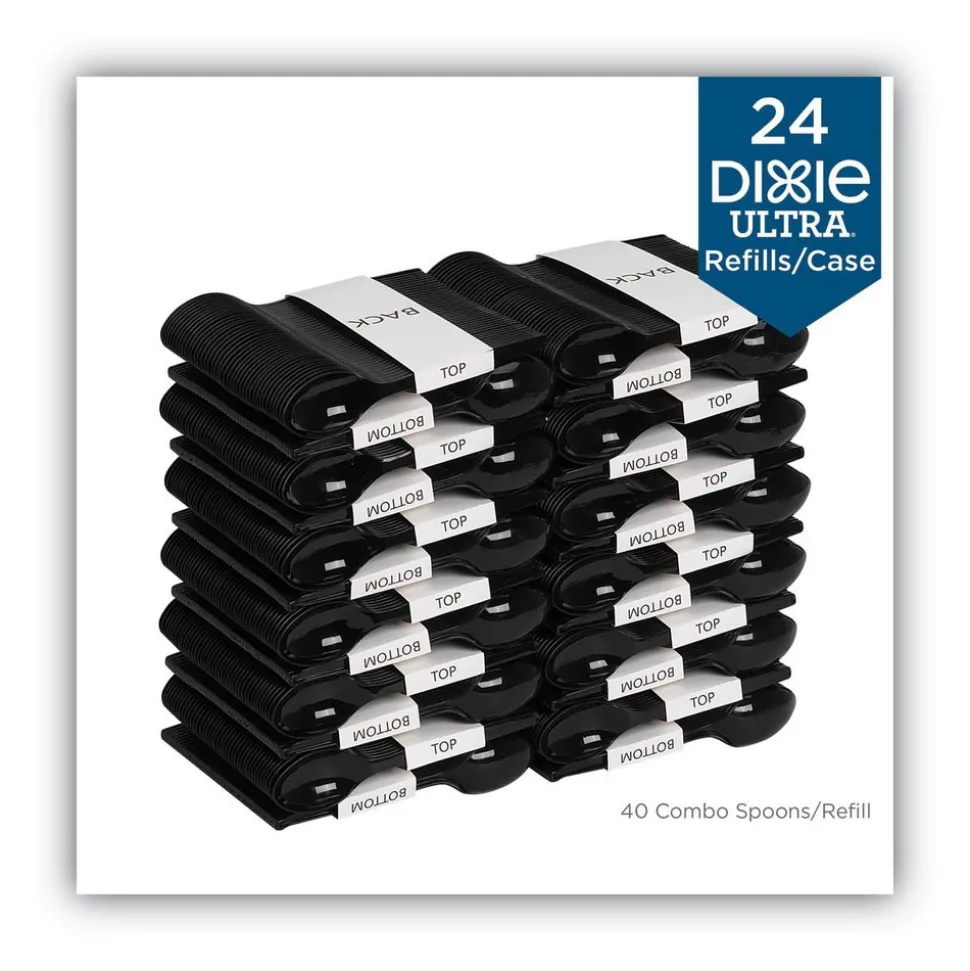 SmartStock Plastic Cutlery Refill, Spoons, 6", Black, 40 Pack, 24 Packs/CT