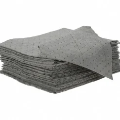 Sorbent Pads: For Universal Use, 15.0000" Wide, 18" Long, 19.45 gal, Gray