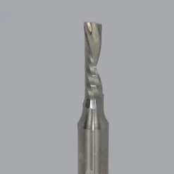 Spiral Router Bit: 5/32" Dia, 9/16" LOC, 1/4" Shank Dia, 1 Flute, Downcut
