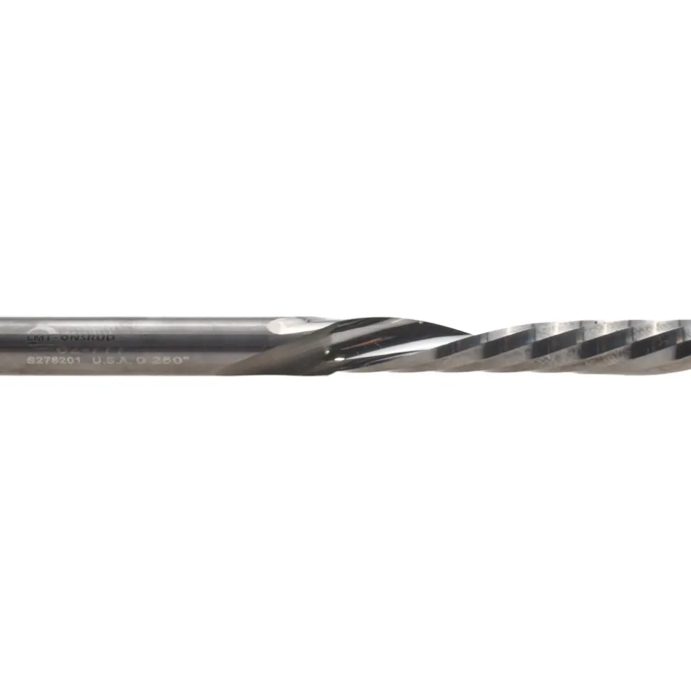 Spiral Router Bit: 1/4" Dia, 1-1/2" LOC, 1/4" Shank Dia, 1 Flute, Downcut