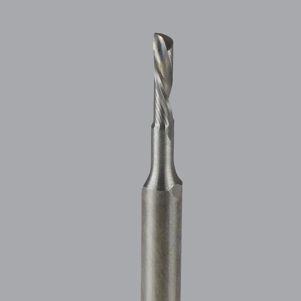 Spiral Router Bit: 1/16" Dia, 1/4" LOC, 1/8" Shank Dia, 1 Flute, Downcut