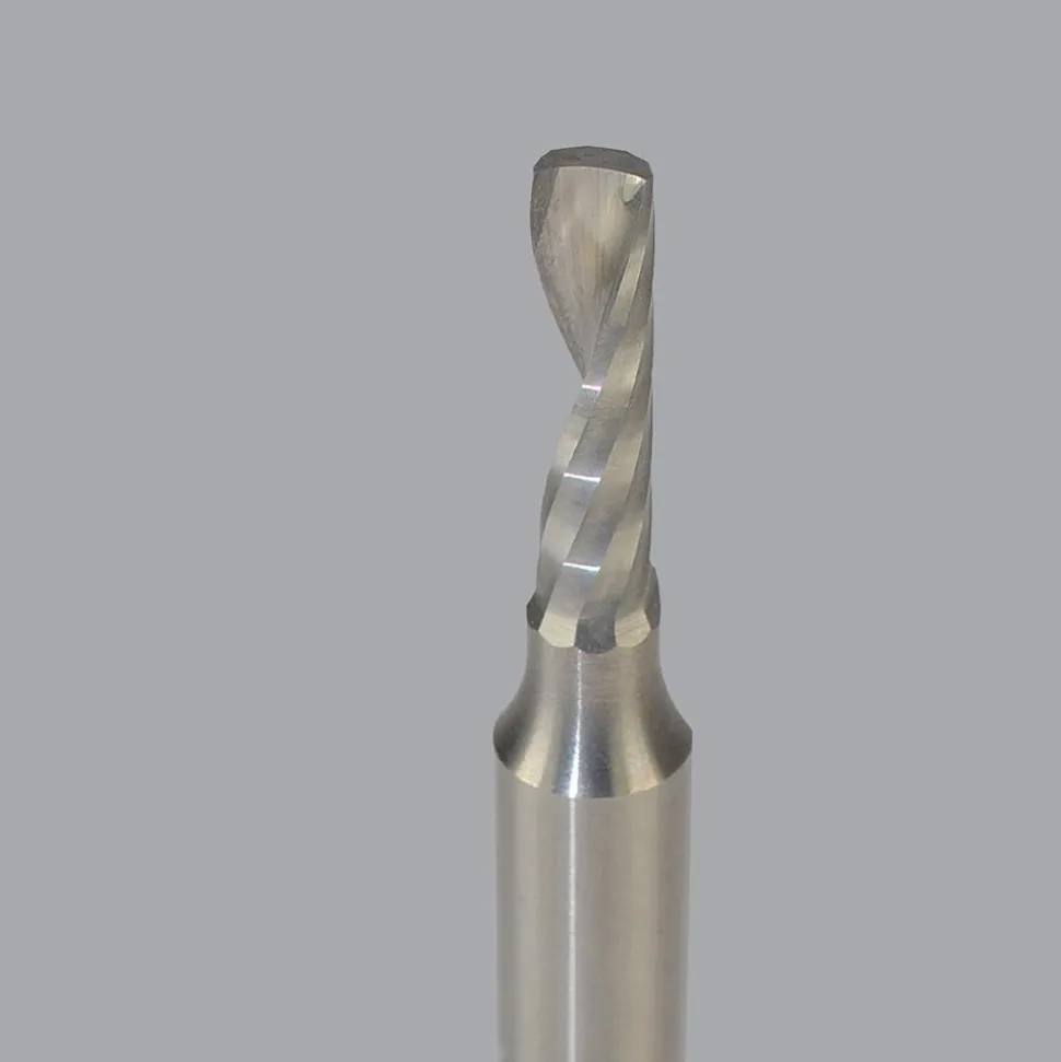 Spiral Router Bit: 5/32" Dia, 9/16" LOC, 1/4" Shank Dia, 1 Flute, Upcut
