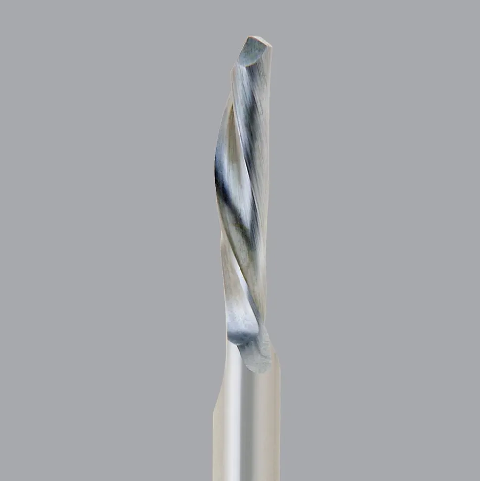 Spiral Router Bit: 1/4" Dia, 1" LOC, 1/4" Shank Dia, 1 Flute, Downcut