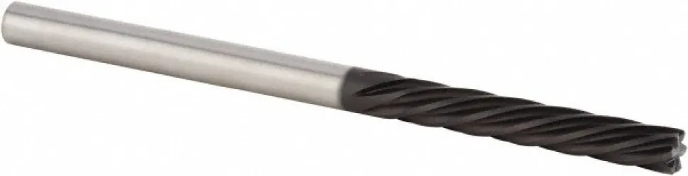 Spiral Router Bit: 1/4" Dia, 3/4" LOC, 1/4" Shank Dia, 6 Flute, Downcut