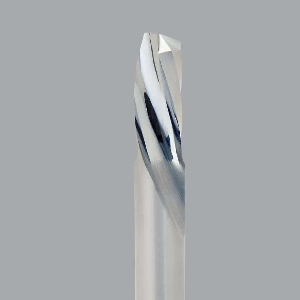 Spiral Router Bit: 1/4" Dia, 3/4" LOC, 1/4" Shank Dia, 1 Flute, Downcut