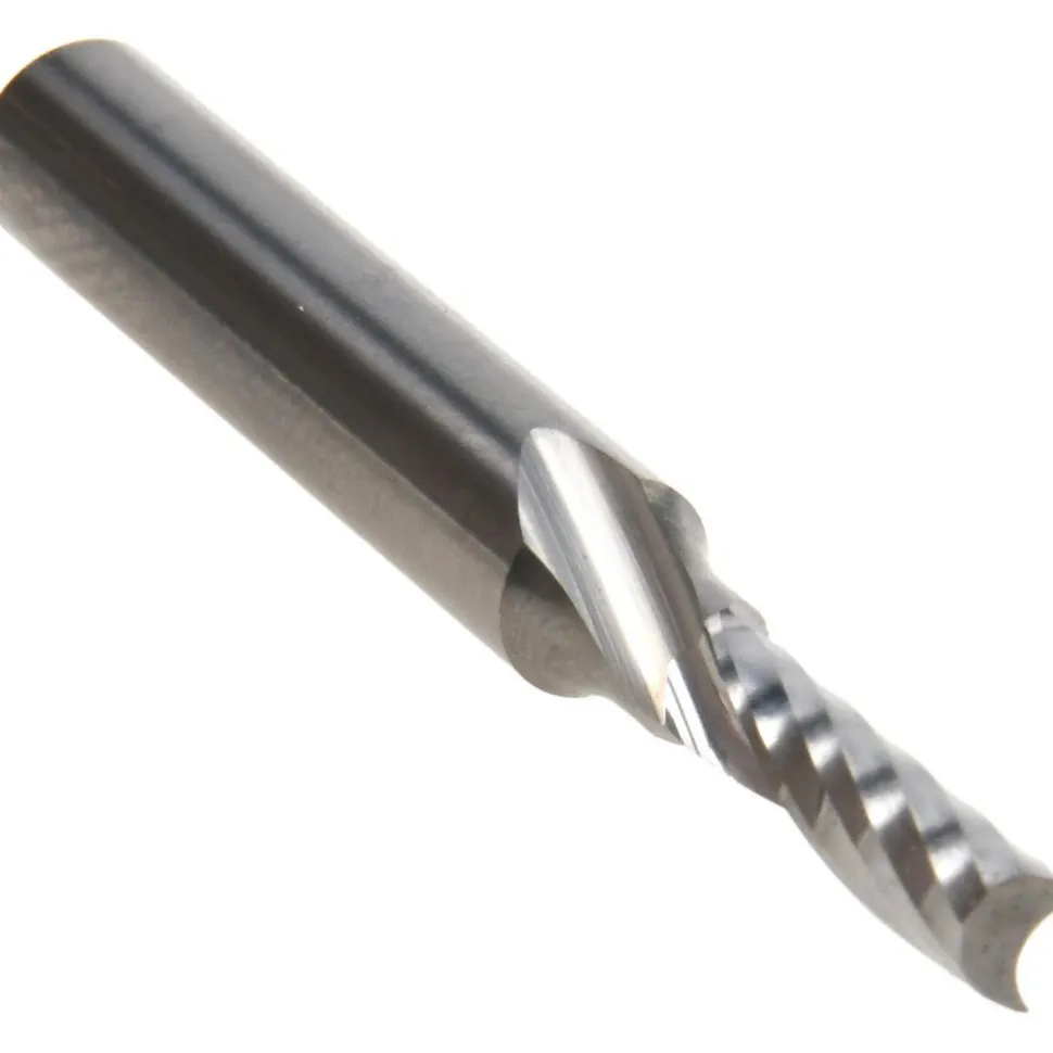 Spiral Router Bit: 5/32" Dia, 9/16" LOC, 1/4" Shank Dia, 1 Flute, Upcut