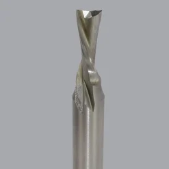 Spiral Router Bit: 3/16" Dia, 5/8" LOC, 1/4" Shank Dia, 2 Flute, Downcut