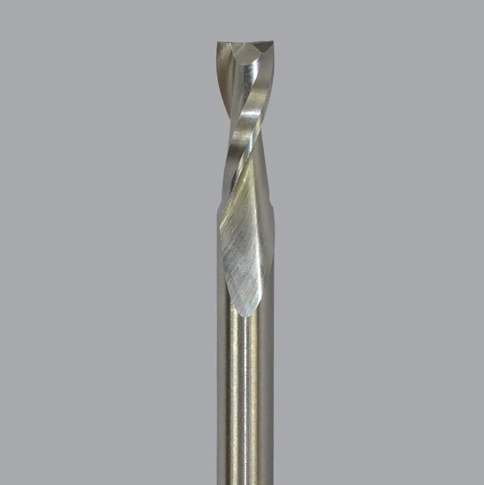 Spiral Router Bit: 1/4" Dia, 3/4" LOC, 1/4" Shank Dia, 2 Flute, Upcut