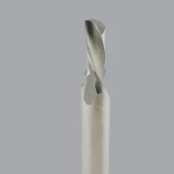 Spiral Router Bit: 3/16" Dia, 3/8" LOC, 1/4" Shank Dia, 1 Flute, Downcut