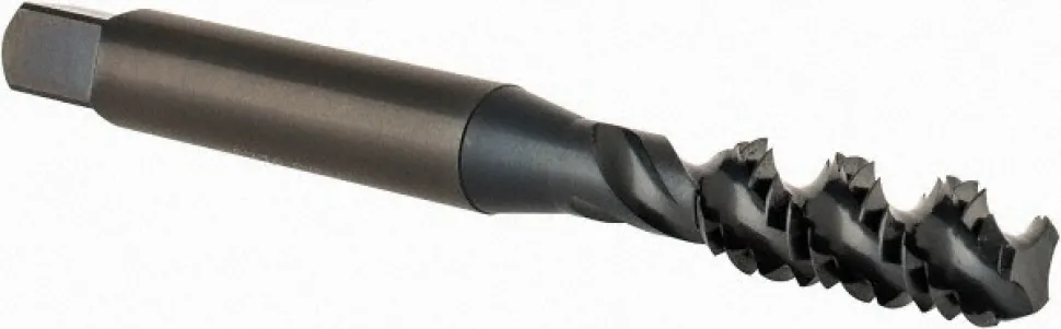 Spiral Flute Tap: 1/4-20, UNC, 3 Flute, Bottoming Chamfer, 2B Class of Fit, High-Speed Steel, Oxide Finish