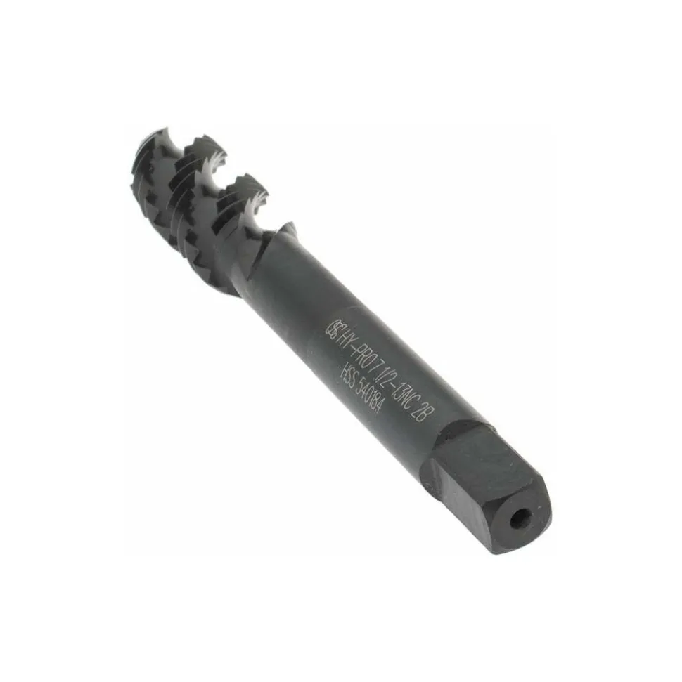 Spiral Flute Tap: 1/2-13, UNC, 3 Flute, Bottoming Chamfer, 2B Class of Fit, High-Speed Steel, Oxide Finish
