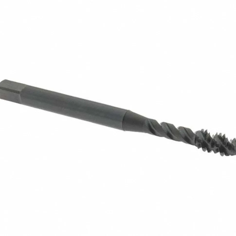 Spiral Flute Tap: #10-24, UNC, 3 Flute, Modified Bottoming Chamfer, 2B/3B Class of Fit, Vanadium High-Speed Steel, Oxide Finish