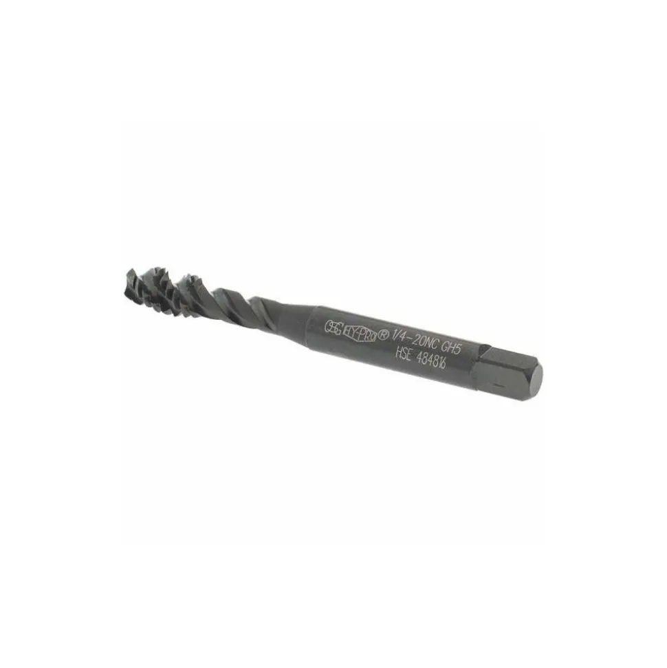 Spiral Flute Tap: 1/4-20, UNC, 3 Flute, Modified Bottoming Chamfer, 2B Class of Fit, Vanadium High-Speed Steel, Oxide Finish