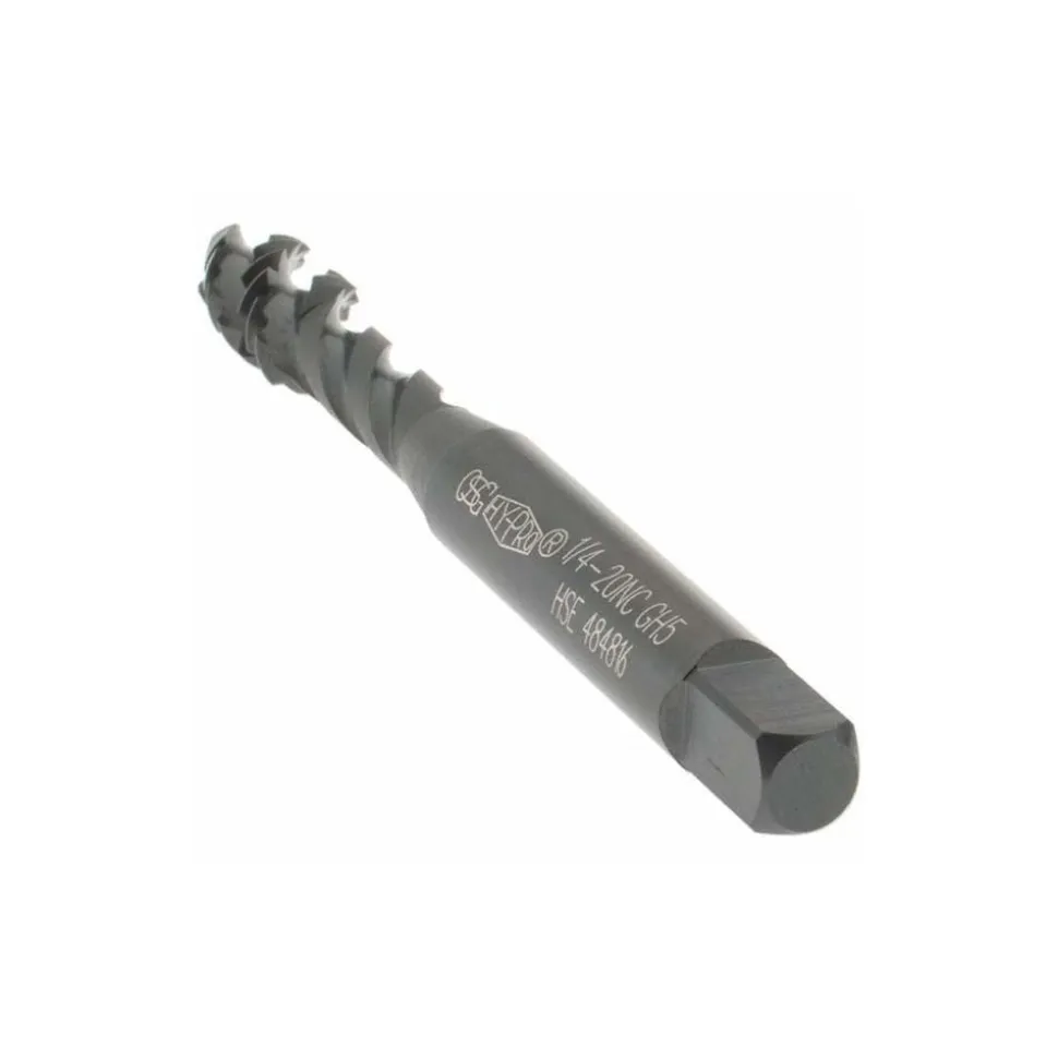 Spiral Flute Tap: 1/4-20, UNC, 3 Flute, Modified Bottoming Chamfer, 2B Class of Fit, Vanadium High-Speed Steel, Oxide Finish