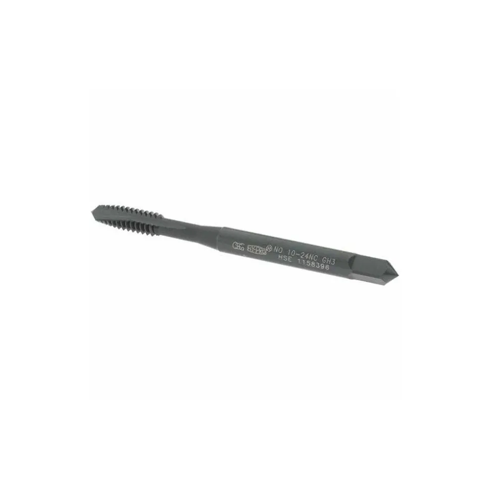 Spiral Point Tap: #10-24 UNC, 3 Flutes, Plug Chamfer, 2B Class of Fit, HSS-E Vanadium, Steam Oxide Coated