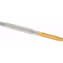 Spiral Point Tap: #4-40 UNC, 2 Flutes, Plug Chamfer, 2B/3B Class of Fit, HSS, TiN Coated