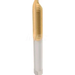 Spiral Point Tap: #6-32 UNC, 2 Flutes, Plug Chamfer, 2B Class of Fit, HSS, TiN Coated