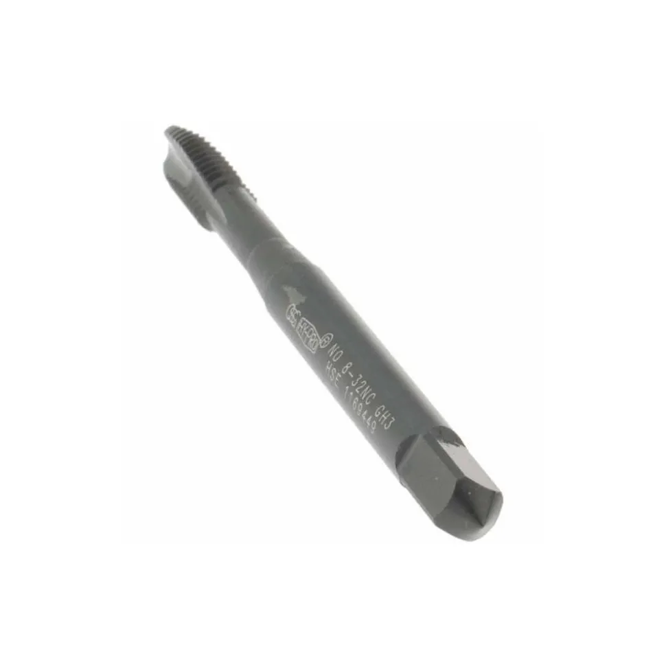Spiral Point Tap: #8-32 UNC, 3 Flutes, Plug Chamfer, 2B Class of Fit, HSS-E Vanadium, Steam Oxide Coated