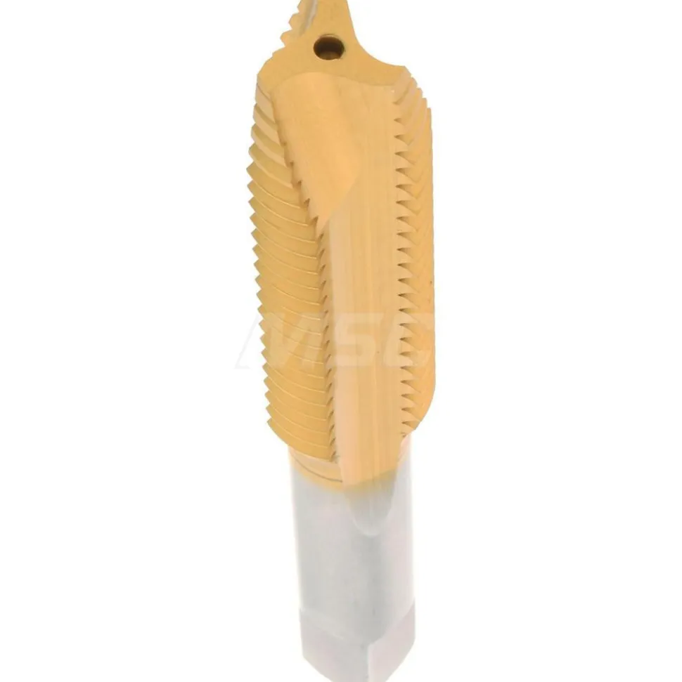 Spiral Point Tap: 1/2-13 UNC, 3 Flutes, Plug Chamfer, 3B Class of Fit, HSS, TiN Coated