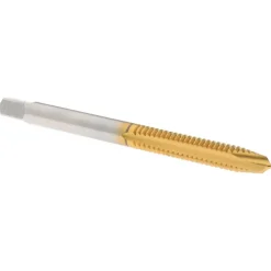 Spiral Point Tap: #10-24 UNC, 2 Flutes, Plug Chamfer, 2B/3B Class of Fit, HSS, TiN Coated