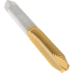 Spiral Point Tap: #10-24 UNC, 2 Flutes, Plug Chamfer, 2B/3B Class of Fit, HSS, TiN Coated