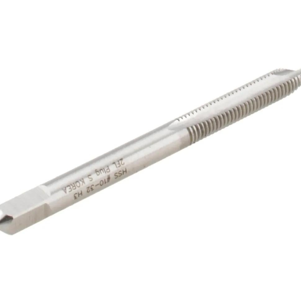 Spiral Point Tap: #10-32 UNF, 2 Flutes, Plug Chamfer, 2B Class of Fit, HSS, Bright/Uncoated Coated