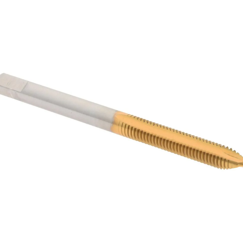 Spiral Point Tap: #10-32 UNF, 2 Flutes, Plug Chamfer, 2B Class of Fit, HSS, TiN Coated