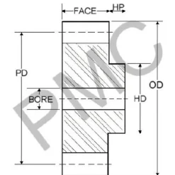 Spur Gear: 24 Teeth, 1/2" Bore Dia