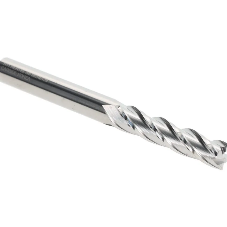 Square End Mill: 3/8" Dia, 1-3/4" LOC, 4 Flute, Solid Carbide