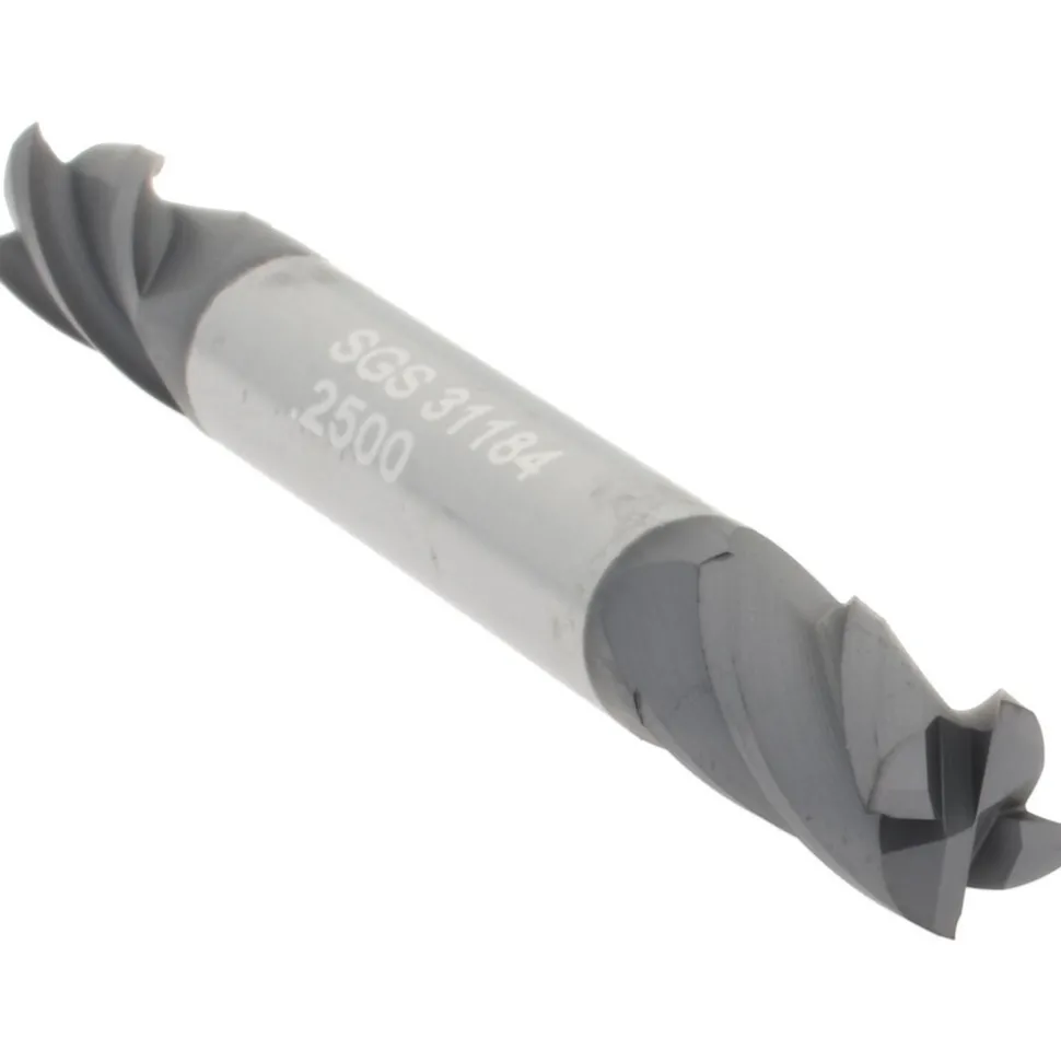 Square End Mill: 1/4" Dia, 1/2" LOC, 4 Flute, Solid Carbide