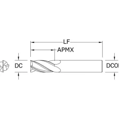 Square End Mill: 1/8" Dia, 1/2" LOC