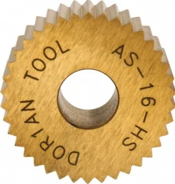 Standard Knurl Wheel: 3/4" Dia, 90 ° Tooth Angle, 16 TPI, Straight, High Speed Steel