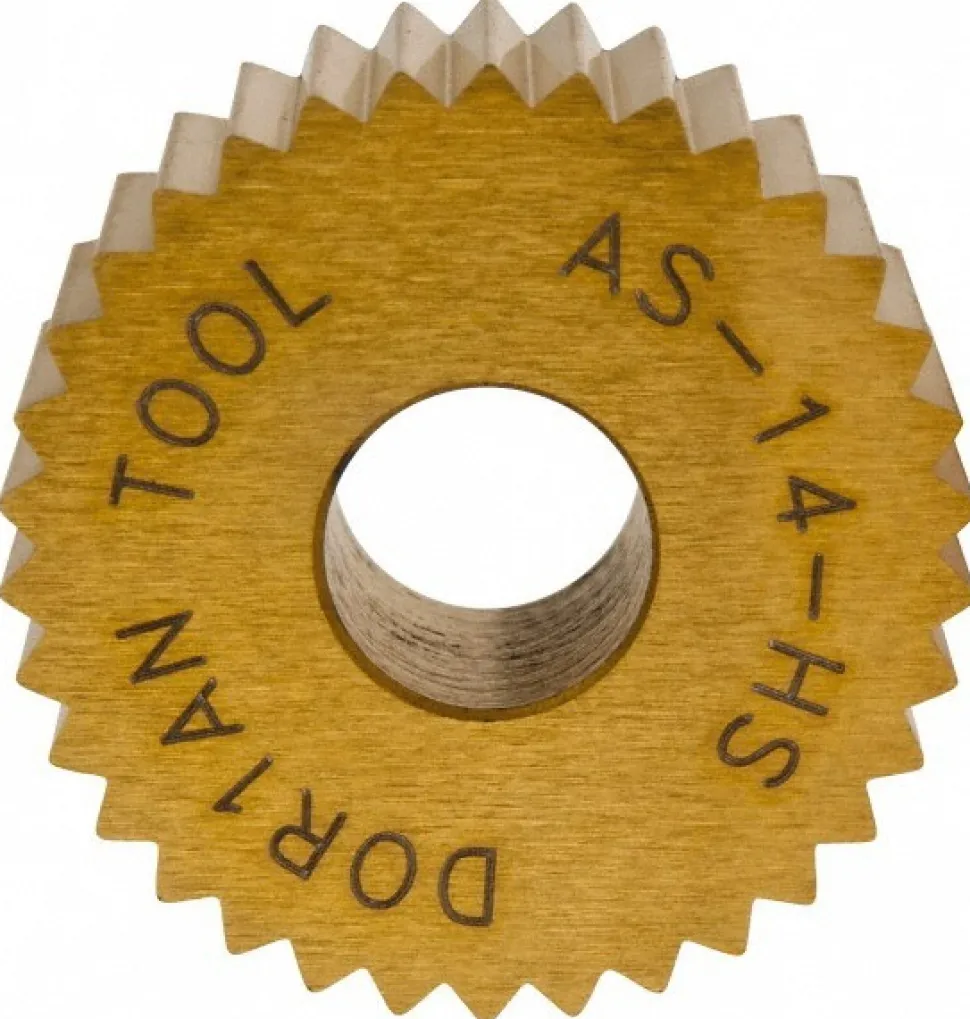 Standard Knurl Wheel: 3/4" Dia, 90 ° Tooth Angle, 14 TPI, Straight, High Speed Steel