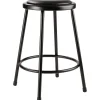Stationary Stools; Type: Fixed Height Stool; Base Type: Steel; Overall Height: 24; 24 in; Overall Height (Inch): 24; 24 in; Width (Inch): 15 in; Depth (Inch): 15 in; Seat Material: Vinyl; Seat Shape: Round; Seat Color: Black; Seat Adjustment Type: Fixed; Weight Capacity: 300 lb; Base Color: Black