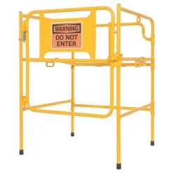 Steel Manhole Guard Rail with Aluminum Sign: 31 In. x 30 In. Warning Do Not Enter Sign Message Yellow
