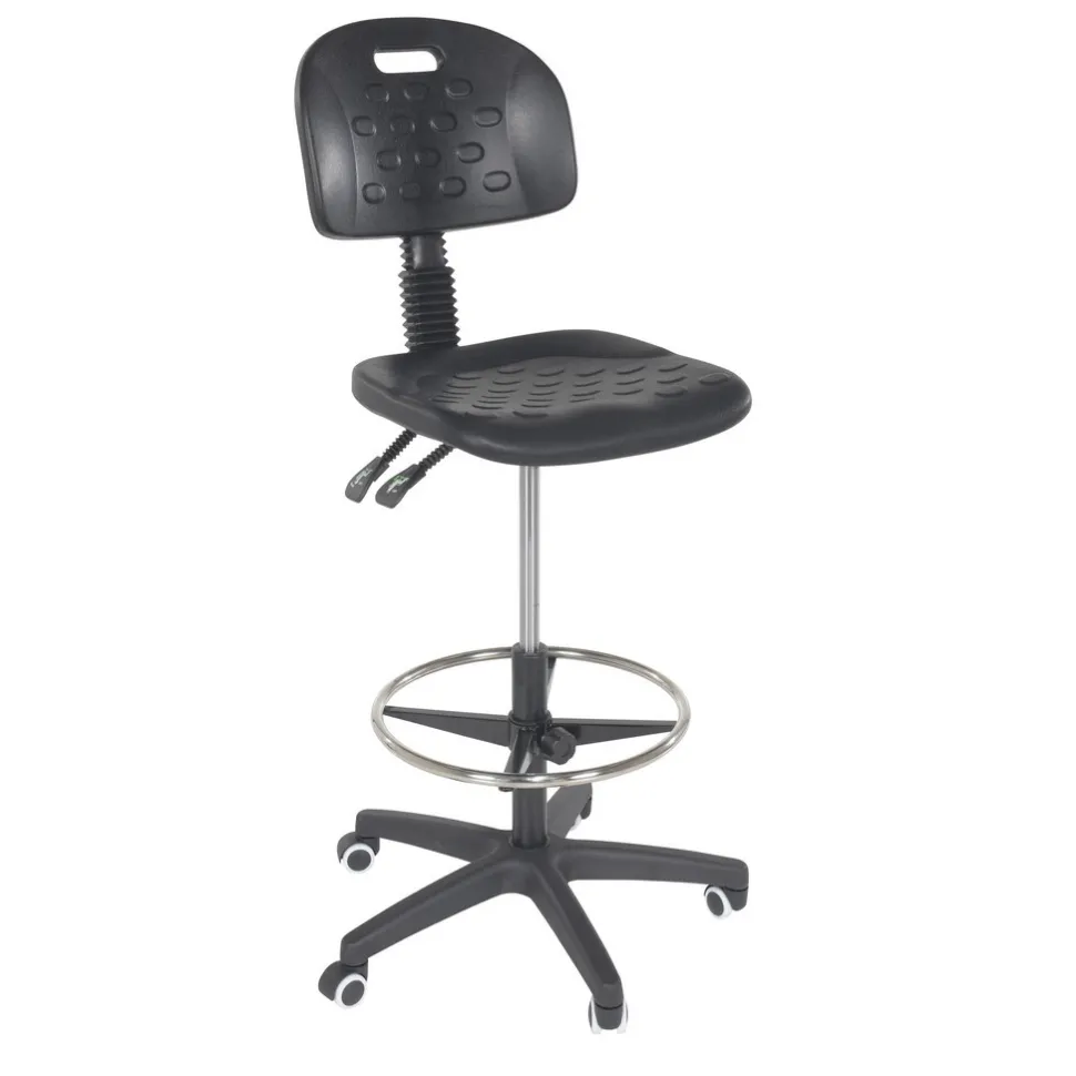 Steel/Polyurethane Ergonomic Sitting Work Chair: 22 In. to 32 In. Height Black