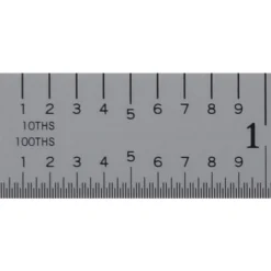 Steel Rule: 6" OAL, Decimal & Metric Graduation, Flexible, 1/2" OAW