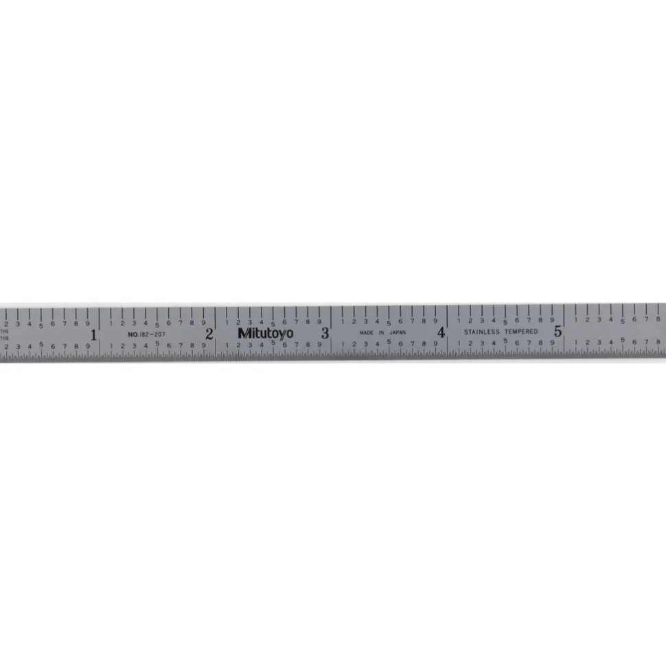 Steel Rule: 6" OAL, Decimal & Metric Graduation, Flexible, 1/2" OAW