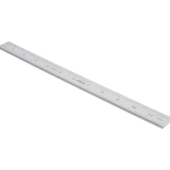 Steel Rule: 12" OAL, Decimal & Metric Graduation, Rigid, 1" OAW