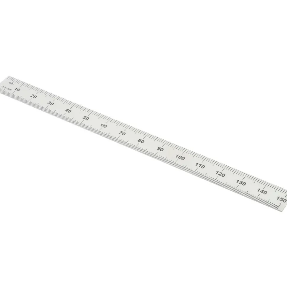 Steel Rule: 6" OAL, Decimal & Metric Graduation, Flexible, 1/2" OAW