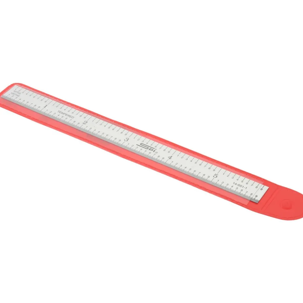 Steel Rule: 6" OAL, Decimal & Metric Graduation, Flexible, 1/2" OAW