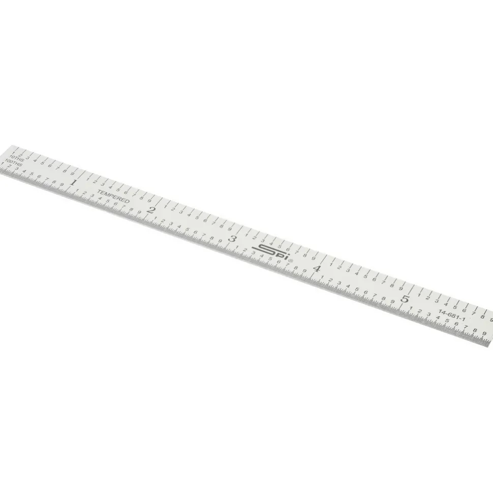 Steel Rule: 6" OAL, Decimal & Metric Graduation, Flexible, 1/2" OAW