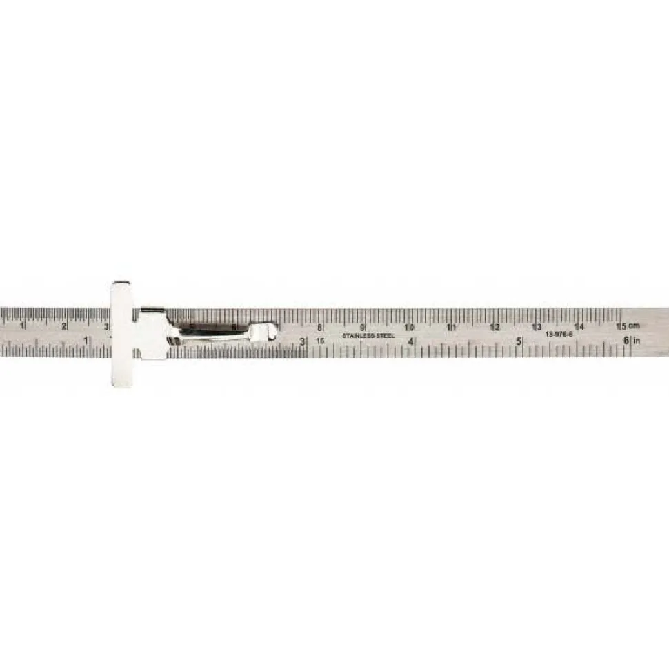 Steel Rule: 6" OAL, English & Metric Graduation, Flexible, 1/2" OAW